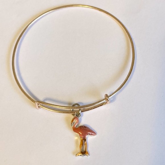 Rose Gold Pink Flamingo Charm Bracelet Peach Enamel Island Bird Plated - Picture 5 of 8